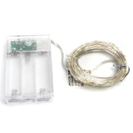 Aigostar - Ghirlandă LED, 100 de LED-uri, alimentare cu 3 baterii AA, 10,3 m, alb rece
