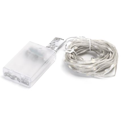 Aigostar - Ghirlandă LED, 100 LED, 10,3 m, alimentare 3x AA, alb cald