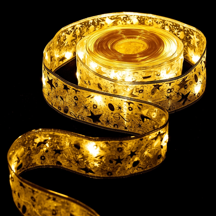 Aigostar - Instalație luminoasă cu 100 LED, alimentare 3xAA, 10 m, alb cald, auriu