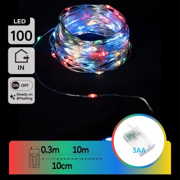 Aigostar - Ghirlandă LED 100xLED/3xAA 10,3m multicolor
