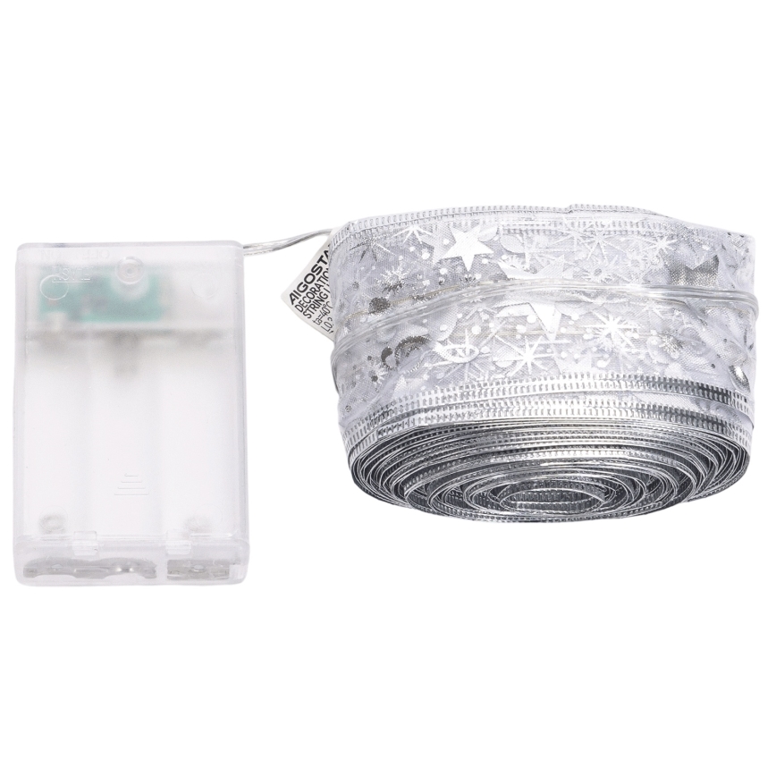 Aigostar - Ghirlandă LED, 100 LED/3xAA, 10 m, alb cald, argintiu