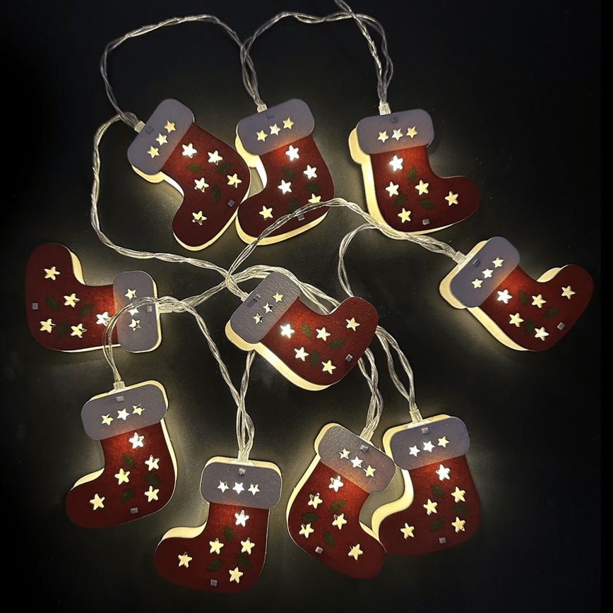 Aigostar - Ghirlandă LED 10xLED/3xAA 1,5 m alb cald pentru ciorapi