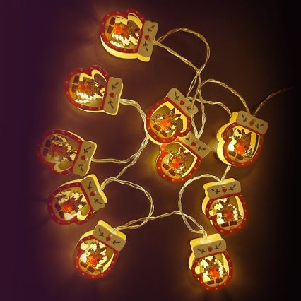 Aigostar - Ghirlandă LED 10xLED/3xAA, 1,5m, alb cald, mănuși