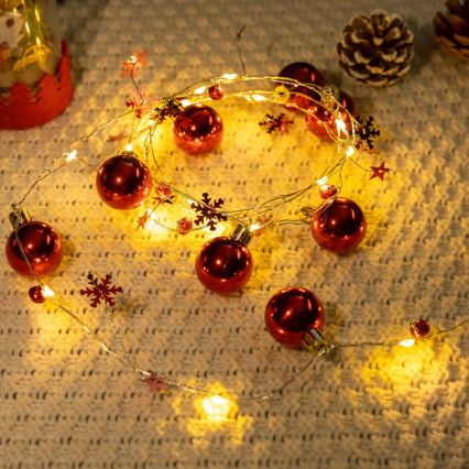 Aigostar - Ghirlandă LED, 20 LED, 2 m, alimentare 3x AA, alb cald