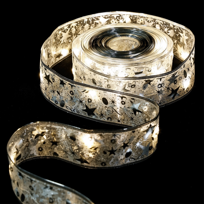 Aigostar - Ghirlandă LED, 20 LED / 3 x AA, 2 m, alb cald, argintie