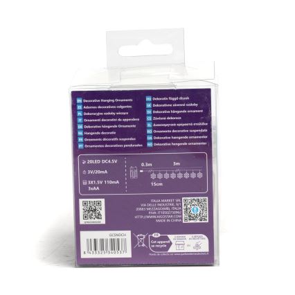 Aigostar - Ghirlandă LED, 20 LED, 3x AA, 3,3 m, fulgi de zăpadă