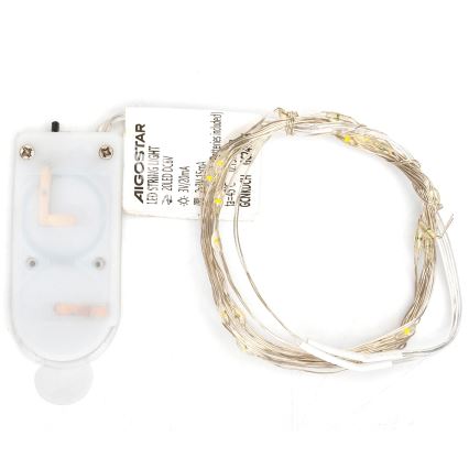 Aigostar - Ghirlandă LED 20xLED/2x3V 2m alb cald