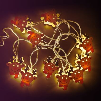 Aigostar - Ghirlandă LED 3 m, 20 LED, alimentare 3xAA, alb cald, ren