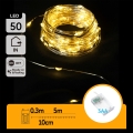 Aigostar - Ghirlandă LED 5,3 m, 50 LED, alimentare 3xAA, alb cald