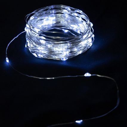 Aigostar - Ghirlandă LED pentru exterior 50xLED/3xAA IP44 5,3 m alb rece