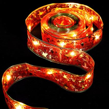 Aigostar - Ghirlandă LED, 50 LED, 5 m, alb cald, roșu, alimentare 3xAA