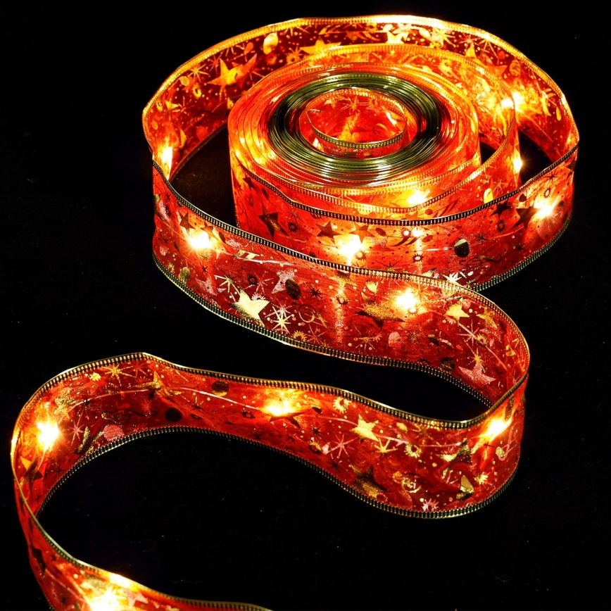 Aigostar - Ghirlandă LED, 50 LED, 5 m, alb cald, roșu, alimentare 3xAA