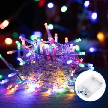 Aigostar - Ghirlandă LED 50xLED/3xAA 5,3m multicoloră