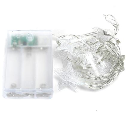 Aigostar - Ghirlandă LED cu 20 LED-uri, 3x baterii AA, 3,3 m, motive stea
