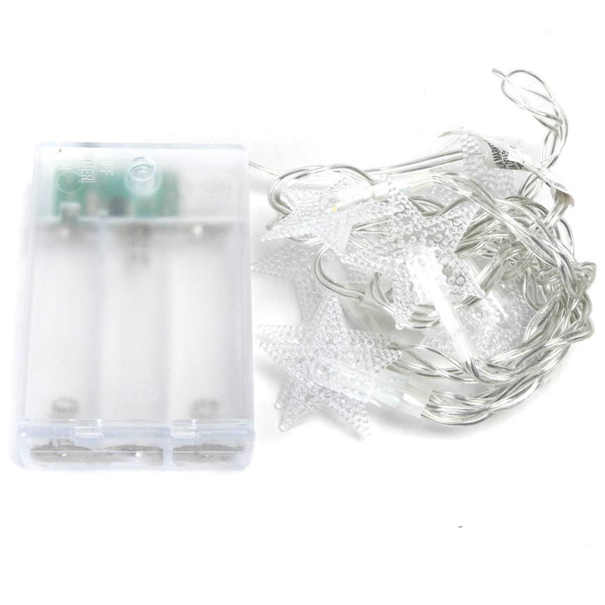 Aigostar - Ghirlandă LED cu 20 LED-uri, 3x baterii AA, 3,3 m, motive stea