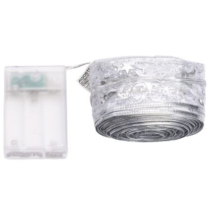 Aigostar - Ghirlandă LED de Crăciun, 100 LED, 3xAA, 10 m, alb cald, argintiu