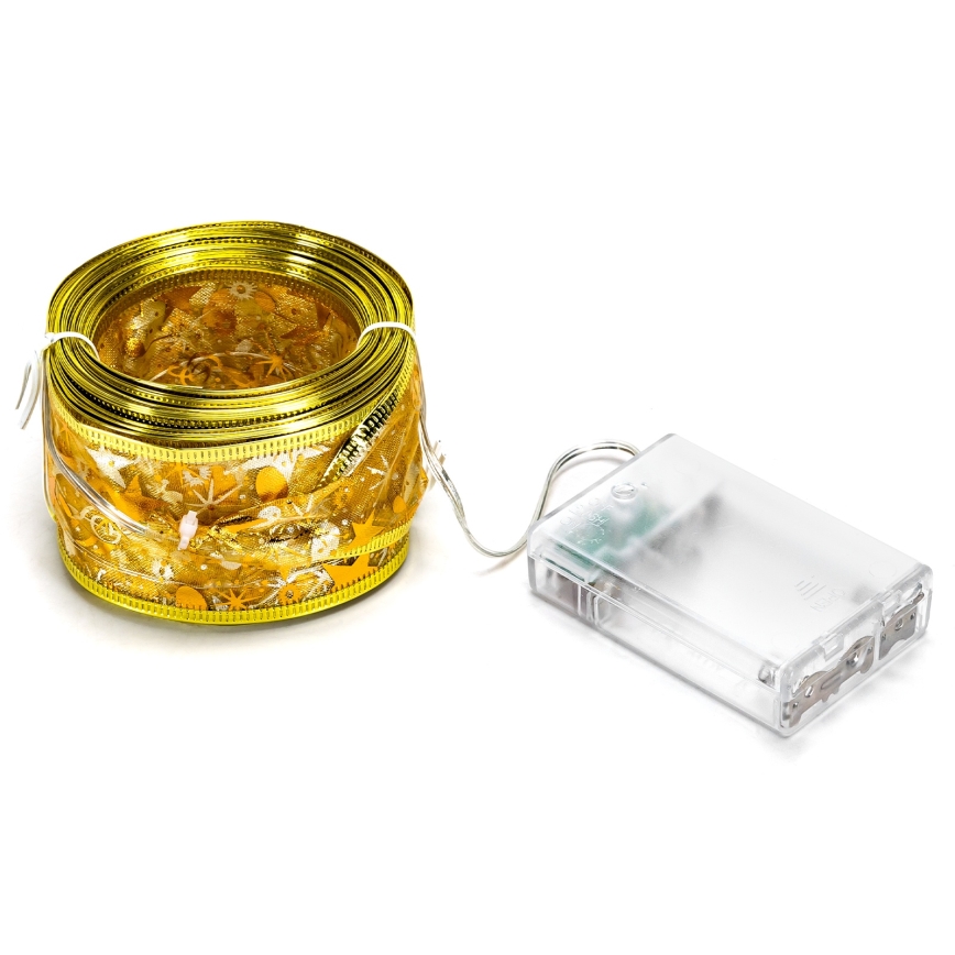 Aigostar - Instalație luminoasă LED de Crăciun, 100 LED, 10 m, alb cald, auriu, alimentare 3xAA