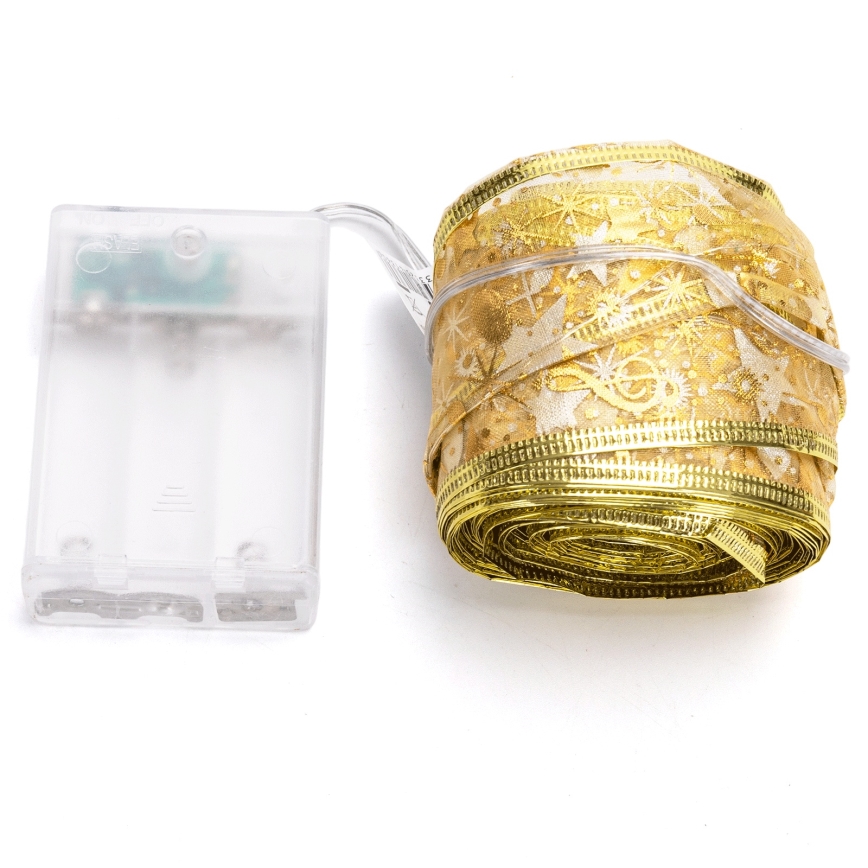 Aigostar - Instalație luminoasă LED de Crăciun, 100 LED, 10 m, alb cald, auriu, alimentare 3xAA