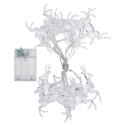 Aigostar - Ghirlandă LED de Crăciun 10xLED/3xAA 1,5m alb cald, cerbi