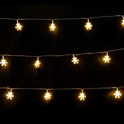 Aigostar - Ghirlandă LED de Crăciun 10xLED/3xAA 1,5m alb cald, fulgi de zăpadă