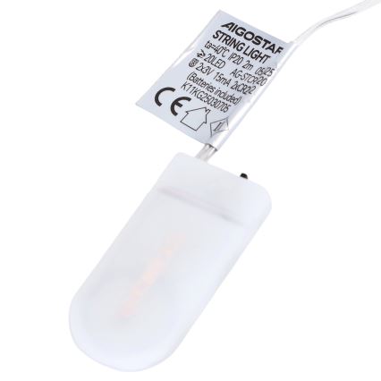 Aigostar - Ghirlandă LED de Crăciun 20xLED/2xCR2032 2m multicoloră