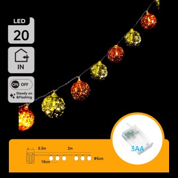 Aigostar - Ghirlandă LED de Crăciun 20xLED/3xAA 2 m alb cald