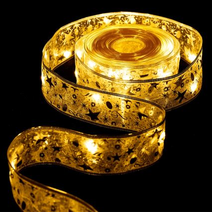 Aigostar - Ghirlandă LED de Crăciun, 50 LED, alimentare 3x AA, 5 m, alb cald, auriu