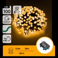 Aigostar Ghirlandă LED de Crăciun pentru exterior, 100 LED, 8 funcții, 3xAA, 10,3 m, IP44, alb cald