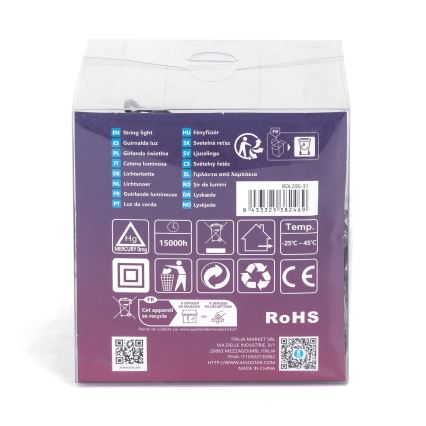 Aigostar - Ghirlandă LED de Crăciun pentru exterior, 200 LED, 8 funcții, 13 m, IP44, alb cald