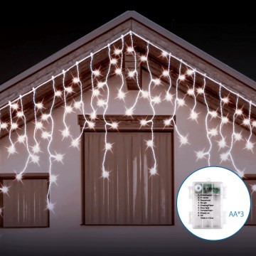 Aigostar - Ghirlandă LED de Crăciun pentru exterior 200xLED/8 funcții 3xAA 13x0,6m IP44 alb rece