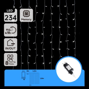 Aigostar - Ghirlandă LED de Crăciun pentru exterior 234 LED/8 funcții 1,2x1,8 m IP44 alb rece