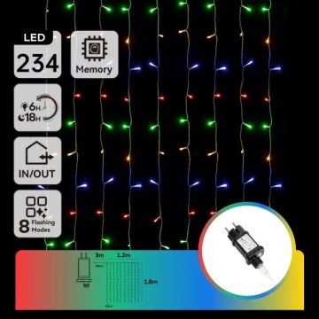 Aigostar - Ghirlandă LED de Crăciun pentru exterior, 234 LED / 8 moduri, 1,2x1,8 m, IP44, multicolor