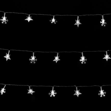 Aigostar - Ghirlandă LED de Crăciun pentru exterior, 25x LED, 8 funcții, 3xAA, 2,5 m, IP44, alb rece