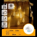 Aigostar - Ghirlandă LED de Crăciun pentru exterior 25xLED/8 funcții 3xAA 2,5 m IP44 alb cald picături