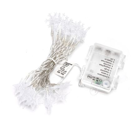 Aigostar - Ghirlandă LED pentru exterior, 25 LED, 8 funcții, 3xAA, 2,5 m, IP44, alb rece