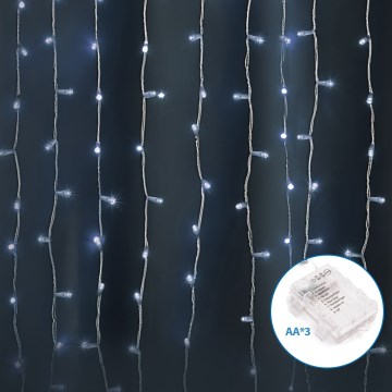 Aigostar - Ghirlandă LED de Crăciun pentru exterior 300xLED/8 funcții 3xAA 6x2m IP44 alb rece