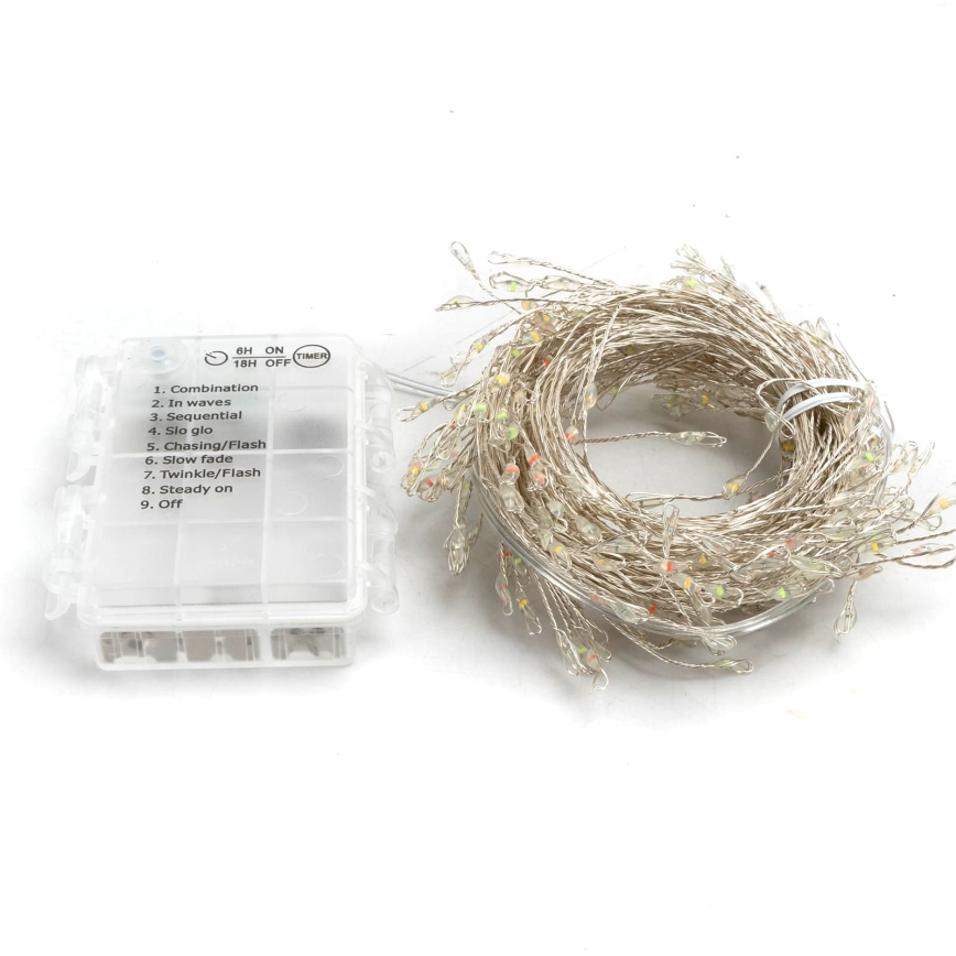 Aigostar - Ghirlandă LED de Crăciun pentru exterior 300xLED/8 funcții 3xAA 9,3m IP44 multicolor