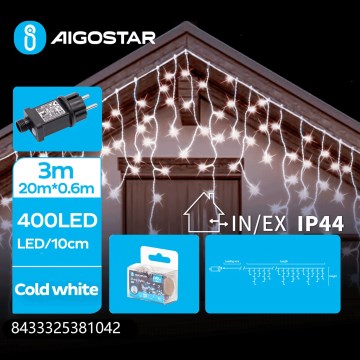 Aigostar - Ghirlandă LED de Crăciun pentru exterior 400xLED/8 funcții 23x0,6m IP44 alb rece