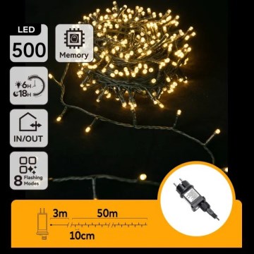 Aigostar - Ghirlandă LED de Crăciun pentru exterior 500xLED/8 funcții 50m IP44 alb cald