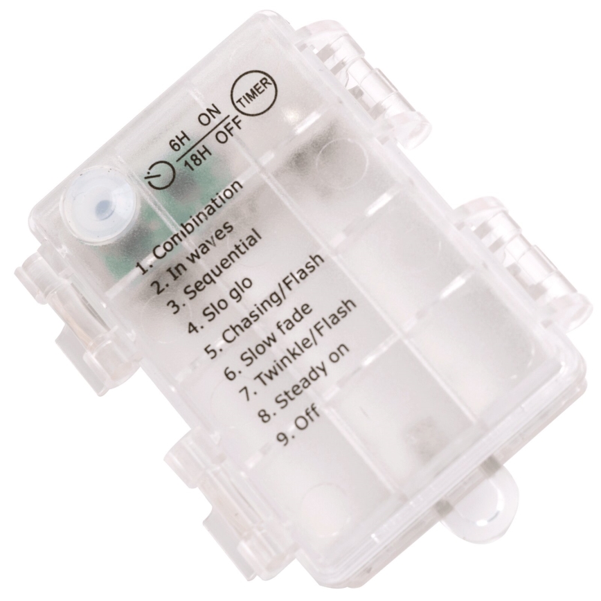 Aigostar - Ghirlandă LED de exterior, 100 LED, 8 funcții, 3x AA, 10,3 m, IP44, alb cald