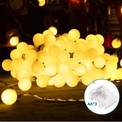 Aigostar - Ghirlandă LED pentru exterior 100xLED/3xAA/8 funcții 10,3 m IP44 alb cald