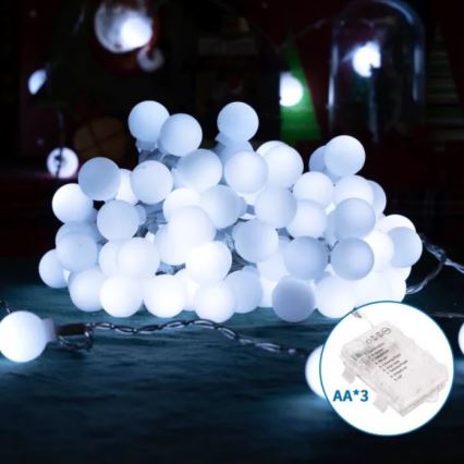Aigostar - Ghirlandă LED de exterior 100xLED/3xAA/8 funcții 10,3 m IP44 alb rece