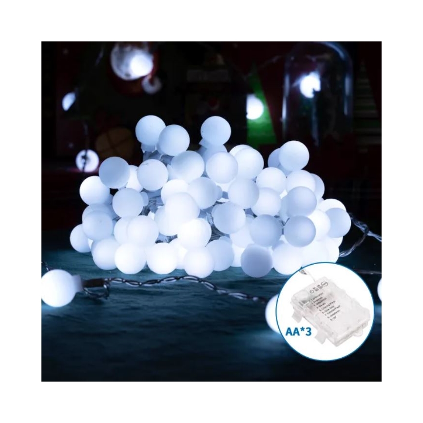 Aigostar - Ghirlandă LED de exterior 100xLED/3xAA/8 funcții 10,3 m IP44 alb rece