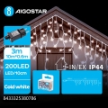 Aigostar - Ghirlandă LED de exterior, 200 LED / 8 funcții, 13 x 0,6 m, IP44, alb rece