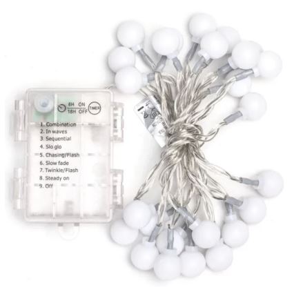 Aigostar - Ghirlandă LED pentru exterior 25xLED/3xAA/8 funcții 2,8 m IP44 alb rece