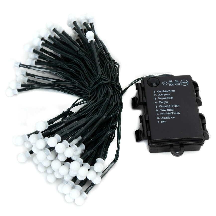 Aigostar Ghirlandă LED de Crăciun pentru exterior, 100 LED, 8 funcții, 3xAA, 10,3 m, IP44, alb cald