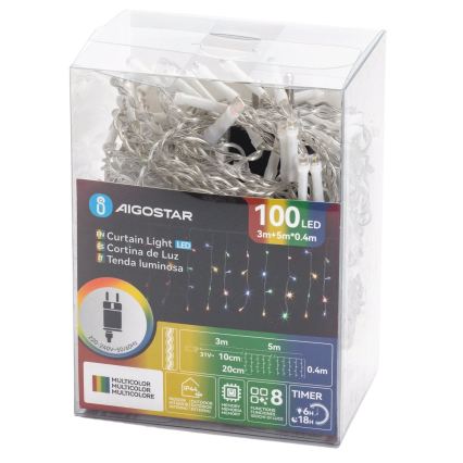 Aigostar - Ghirlandă LED de exterior pentru Crăciun 100xLED/8 funcții 8x0,4m IP44 multicolor