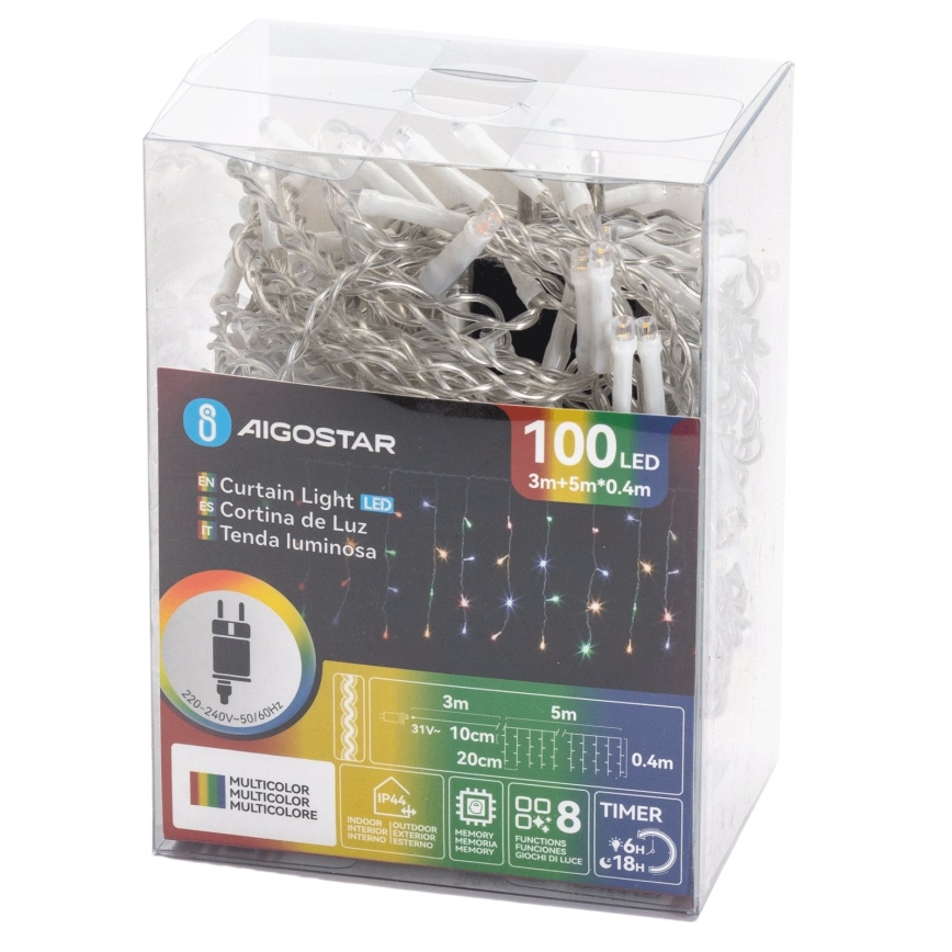 Aigostar - Ghirlandă LED de exterior pentru Crăciun 100xLED/8 funcții 8x0,4m IP44 multicolor
