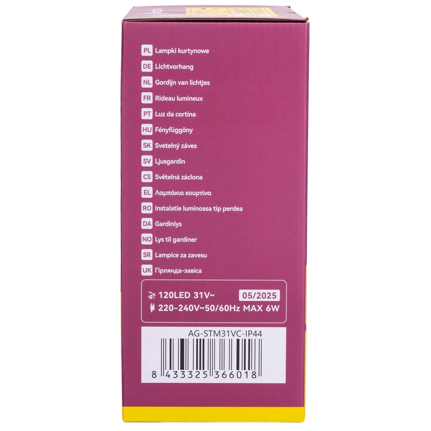 Aigostar - Ghirlandă LED de Crăciun pentru exterior 120xLED/6W/230V/8 funcții 3x0,6m IP44 alb cald + telecomandă