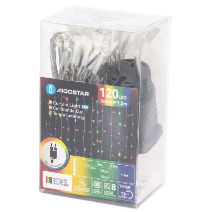Aigostar - Ghirlandă LED de exterior pentru Crăciun 120xLED/8 funcții 3,9x1,2m IP44 multicolor